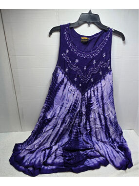Women's Rima Tank Top Size S Purple Lavender Tie Dye Embellished